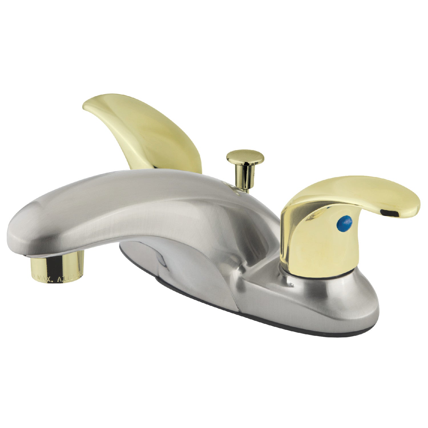 Kingston Tulare KB6629LL - Legacy Double-Handle 3-Hole Deck Mount 4-Inch Centerset Bathroom Faucet with Pop-Up Drain, Brushed Nickel/Polished Brass — image 1